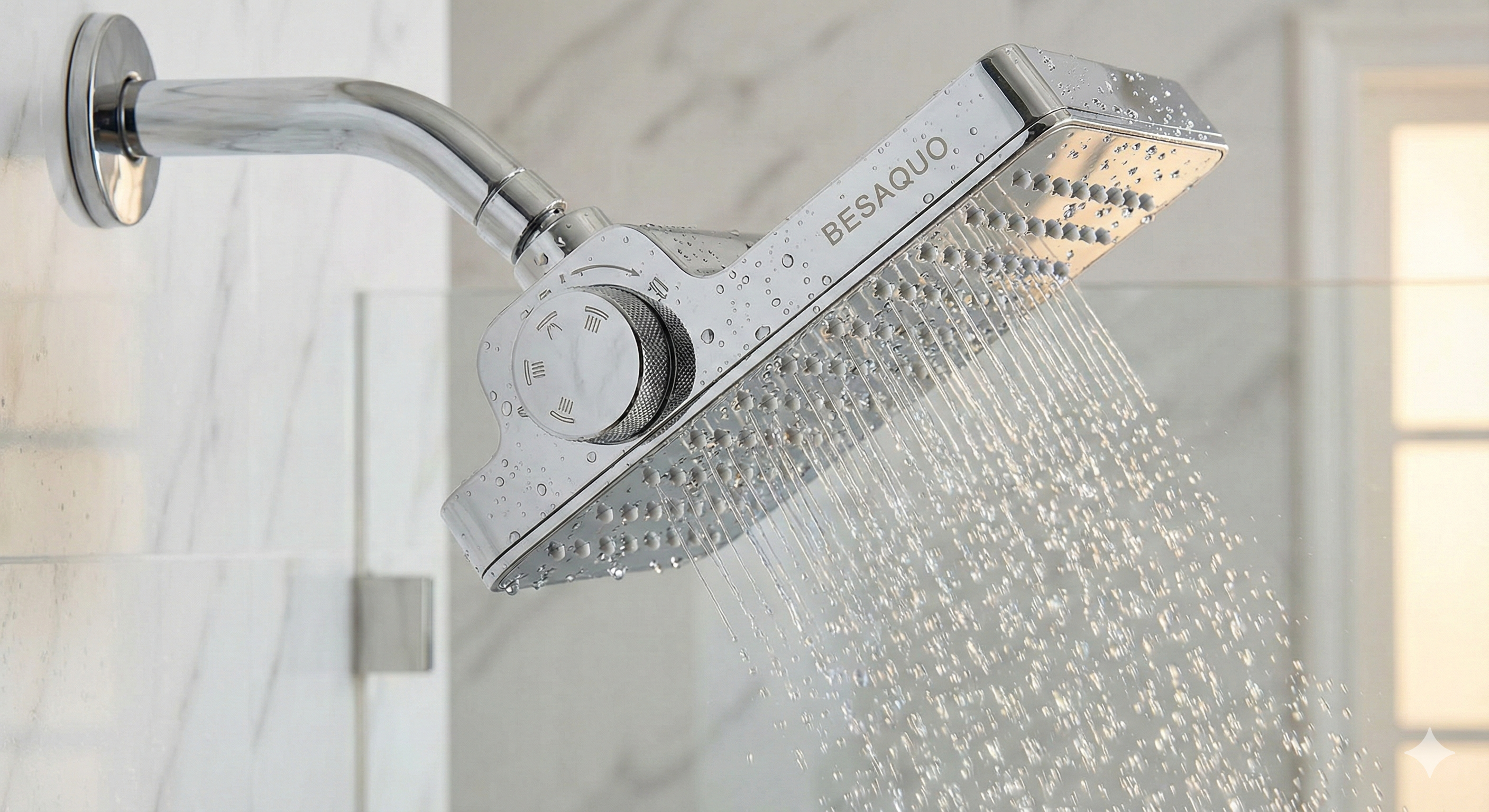 Diagram showing Air-in Tech technology in BESAQUO shower head