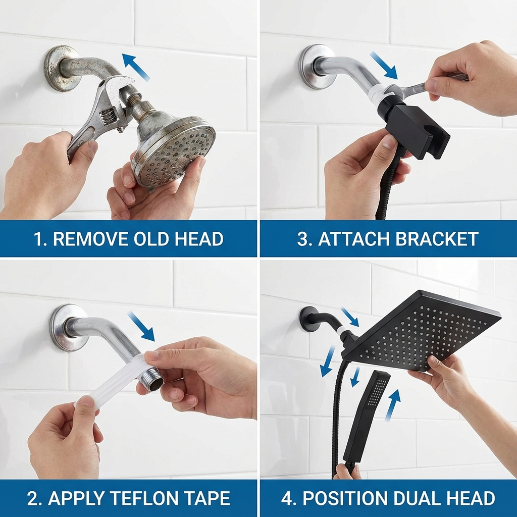 BOZYBO shower head installation process